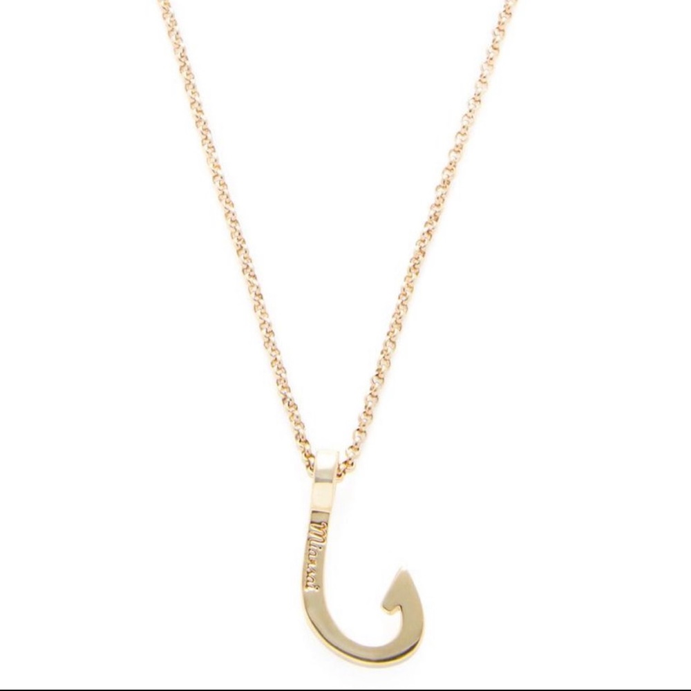 Miansai Gold Fishing Hook Pendant Necklace